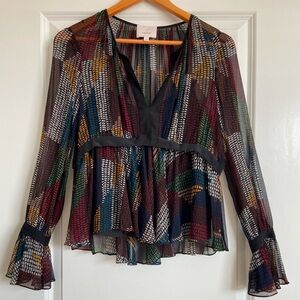 Cinq à Sept Sheer Silk Blouse with Cami Artistic Flowy 70's Inspired Size S